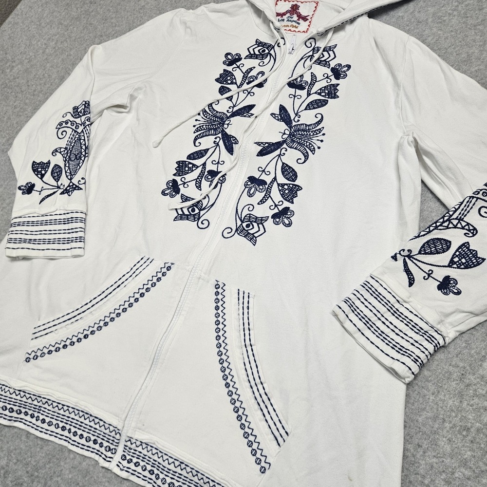 Johnny Was Los Angeles Zip Up Hoodie Embroidered Tunic Large - Picture 5 of 14